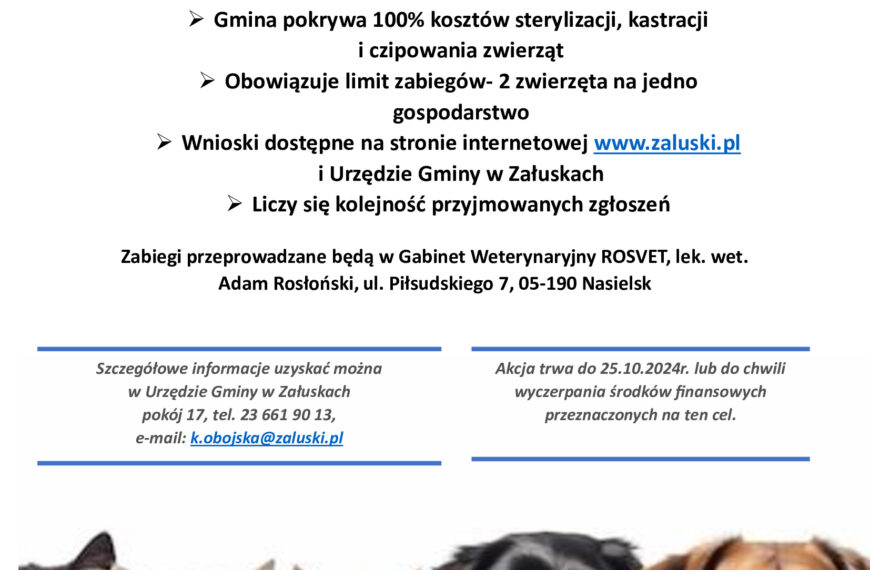Bezpłatna sterylizacja / kastracja / czipowanie