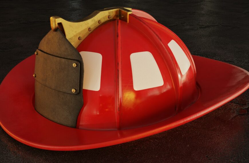 Blank Firefighter Helmet on asphalt