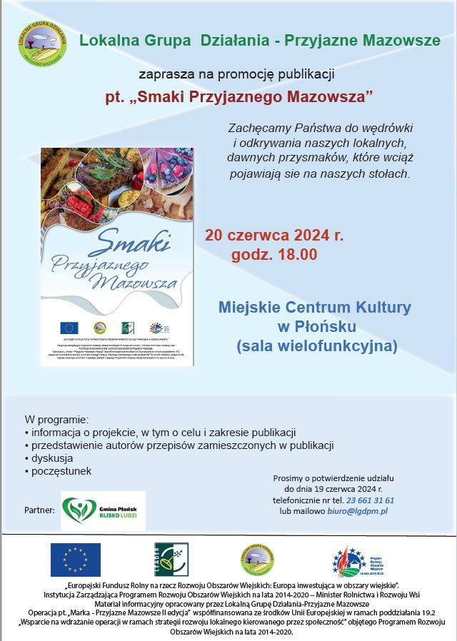 Zaproszenie na promocję publikacji pt. „Smaki Przyjaznego Mazowsza”