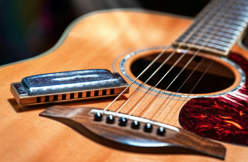 Acoustic guitar with blues harmonica