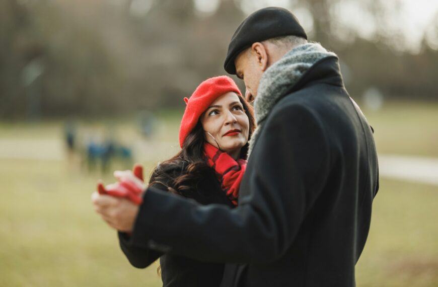 Man and Woman Dancing Outdoors