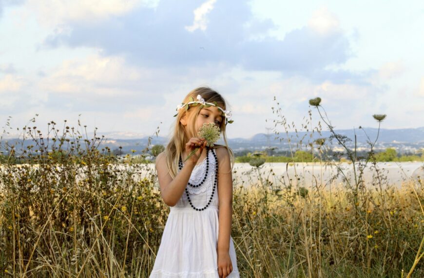 Young girl celebrating spring harvest festival, Israel