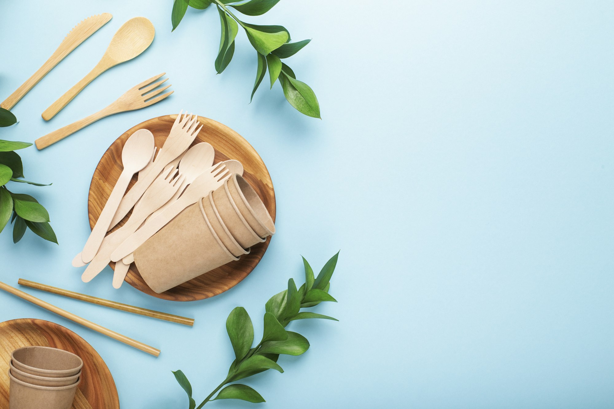 Eco-friendly picnic cutlery tools. Reusable use concept