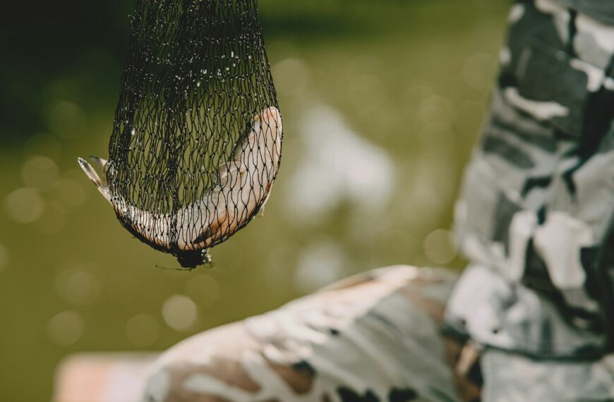 Man fishing and holds the angling rod
