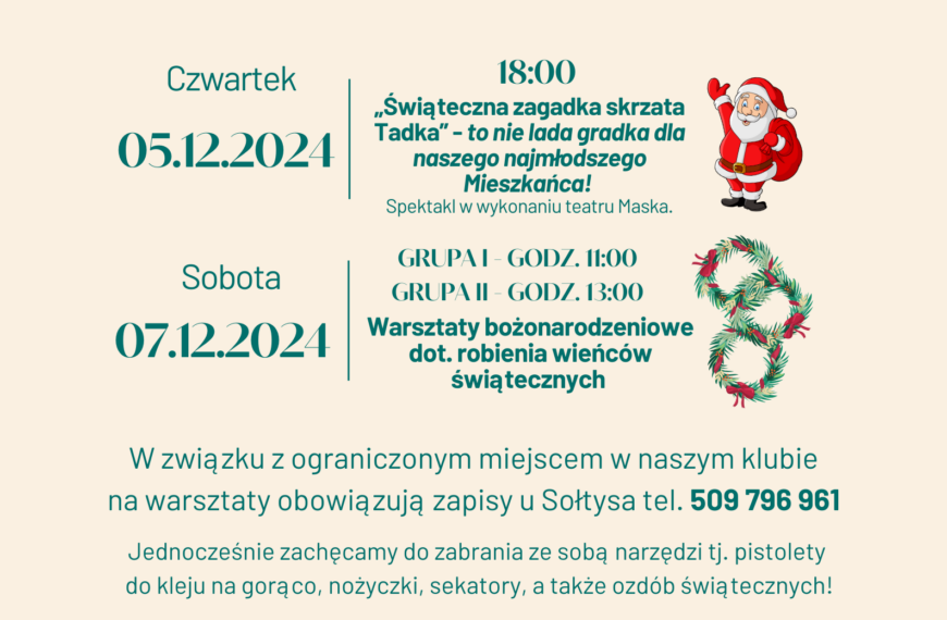 Mikołajki w Glinie – warsztaty