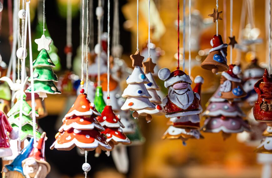 Christmas Ceramics Decorations on Christmas Market, kiosk