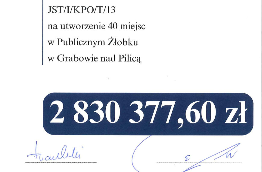 Kolejne dofinansowanie dla Gminy Grabów nad Pilicą!