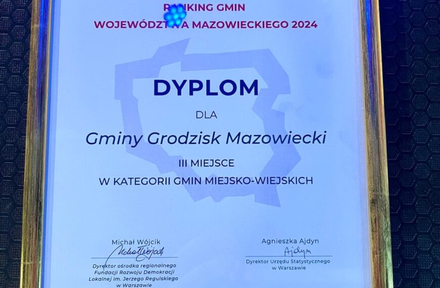 Gmina Grodzisk Mazowiecki na podium w Rankingu Gmin Województwa Mazowieckiego
