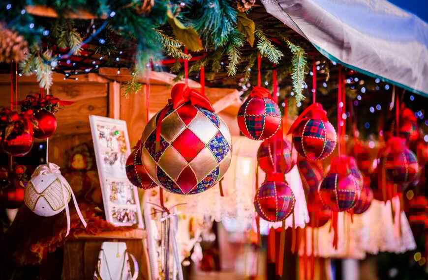 Christmas decorations on Trentino Alto Adige, Italy Christmas market