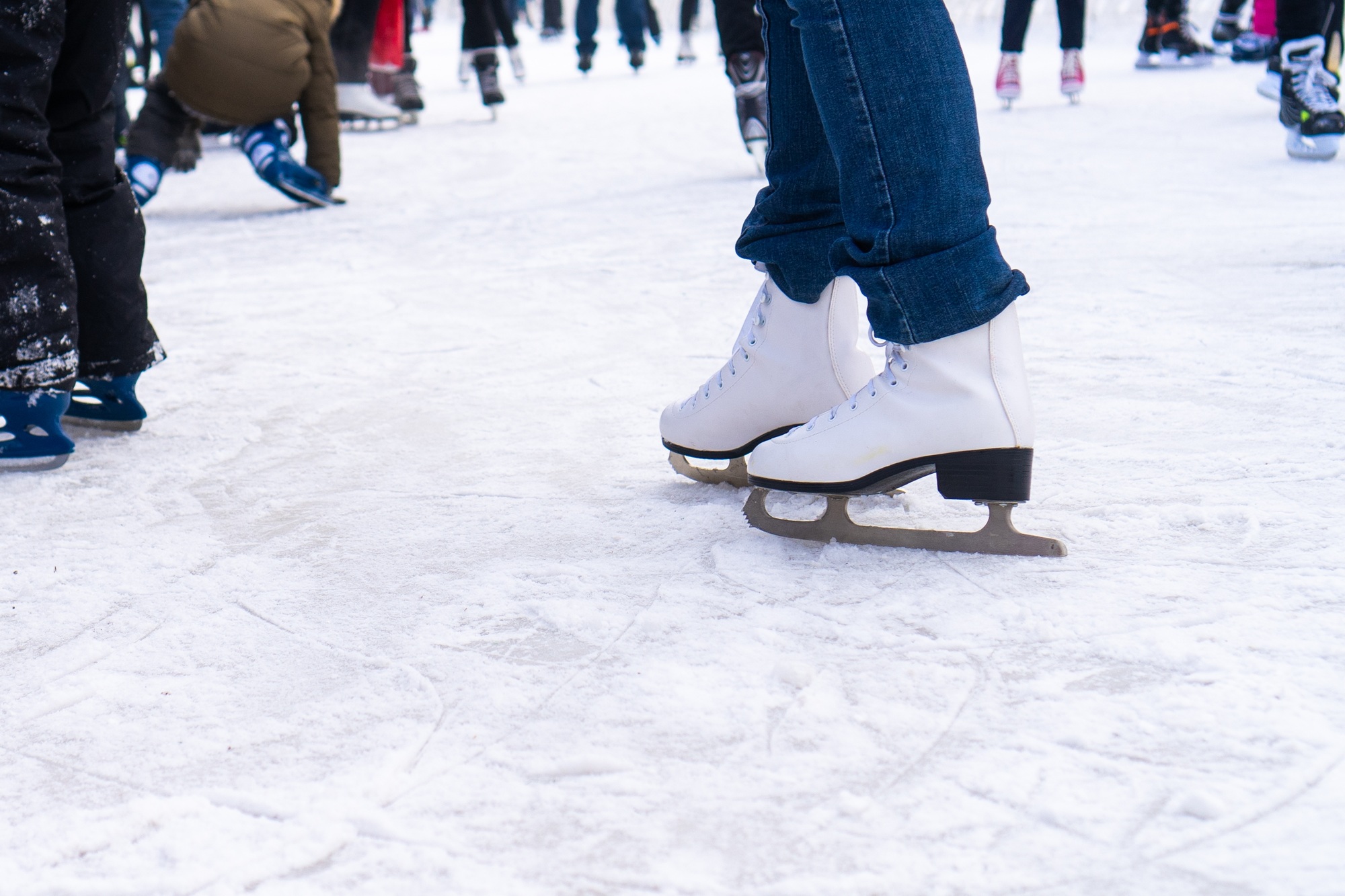 Ice skating in the winter outdoor