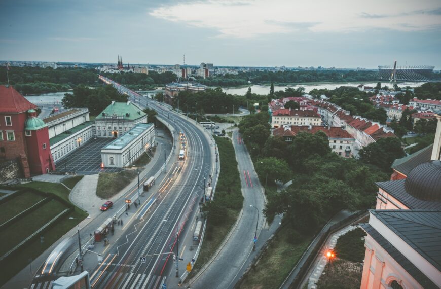 Transport on busy street in Warsaw