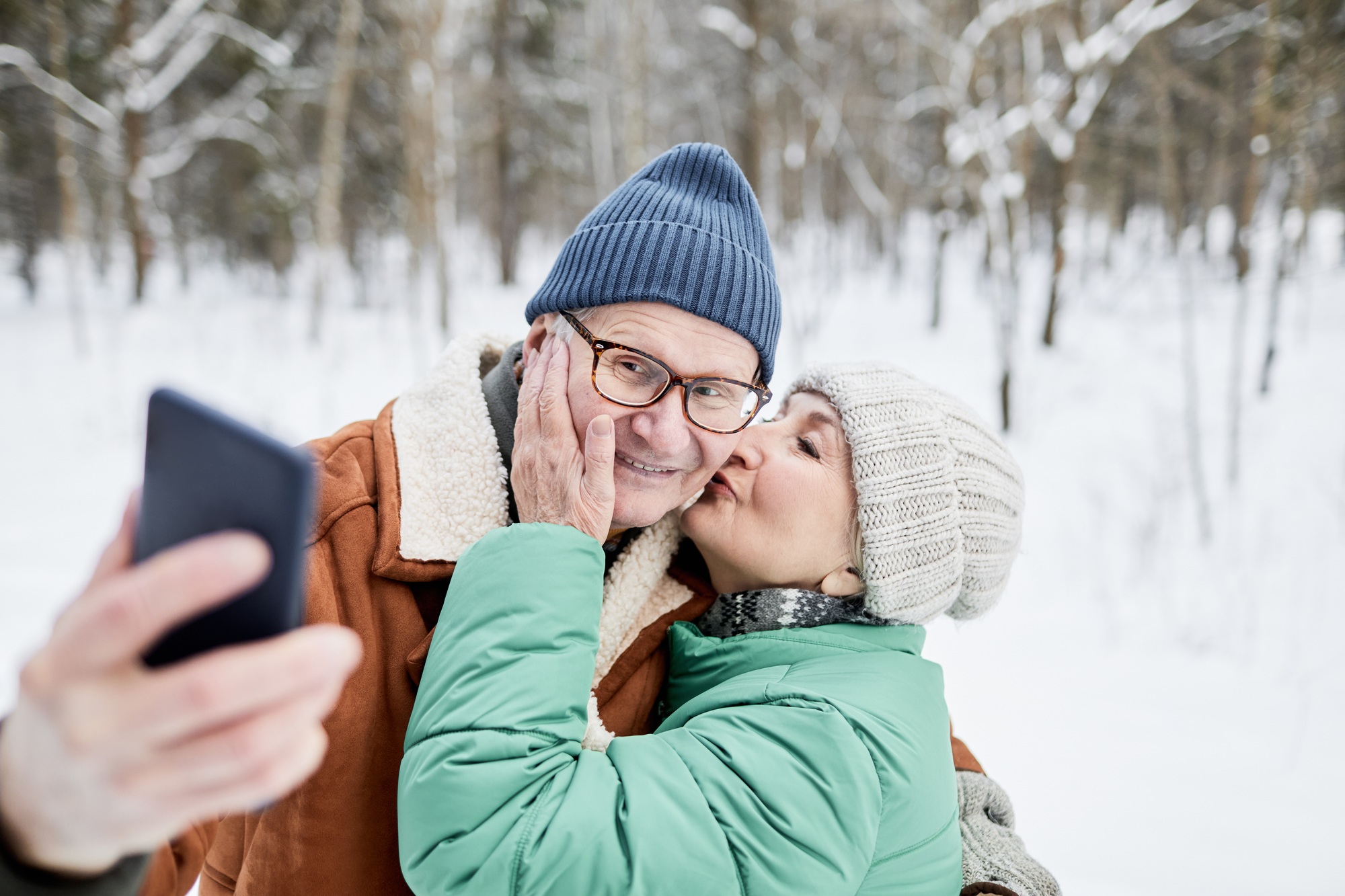 Couple Kissing for Selfie