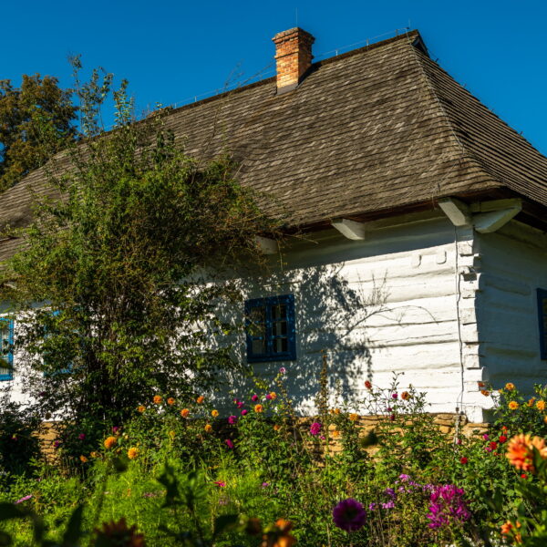 Traditional architecture of polish village. Entography and folklore in polish countryside.