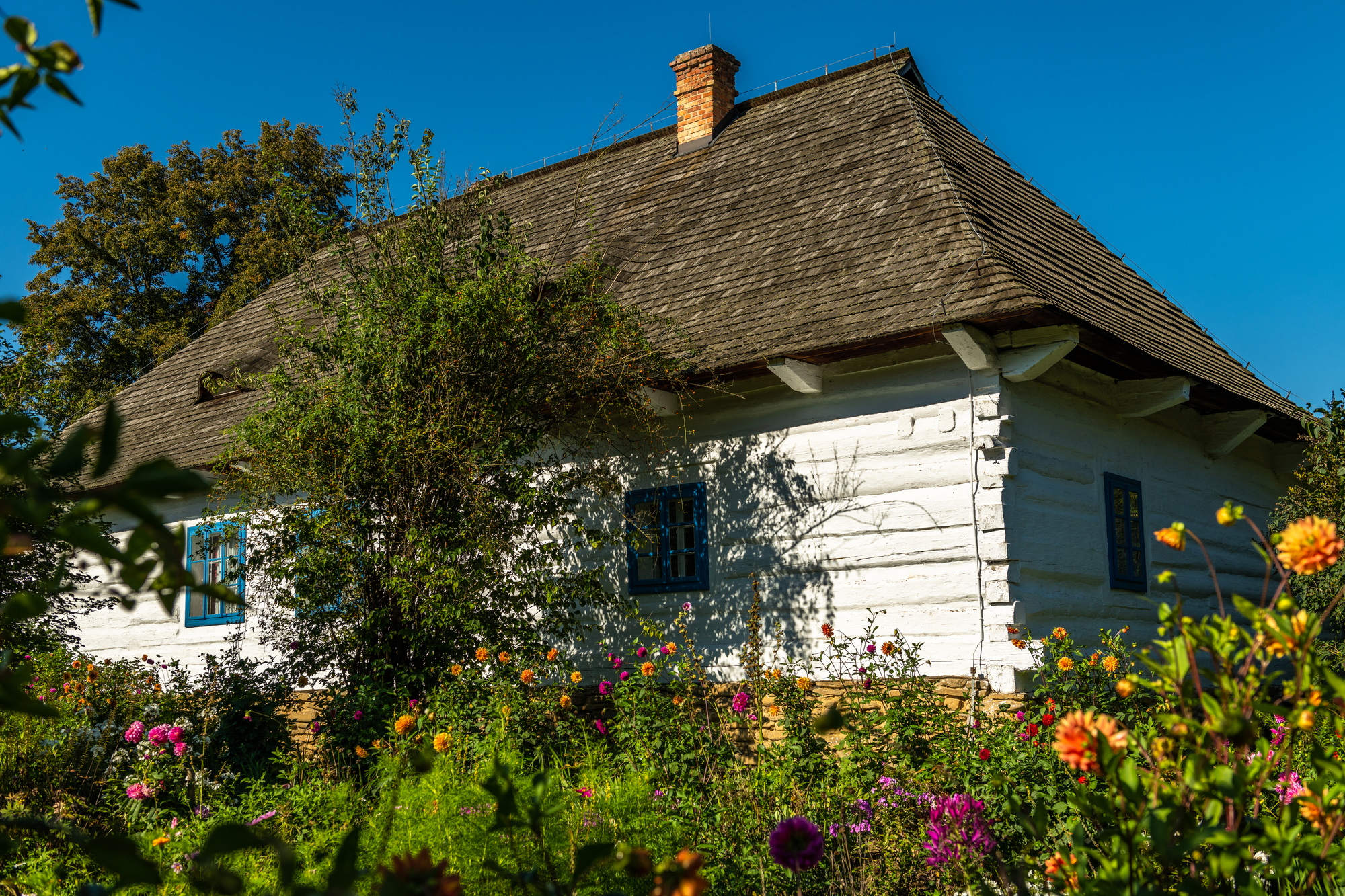 Traditional architecture of polish village. Entography and folklore in polish countryside.