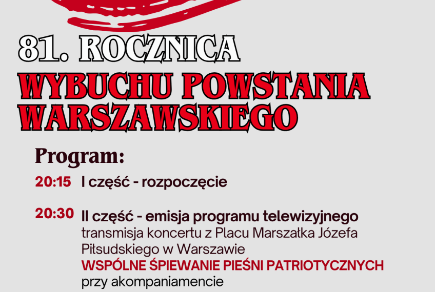 Zapraszamy na obchody 81. rocznicy Powstania Warszawskiego!