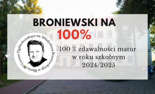 Broniewski z 100-procentową zdawalnością matur w roku szkolnym 2024/25