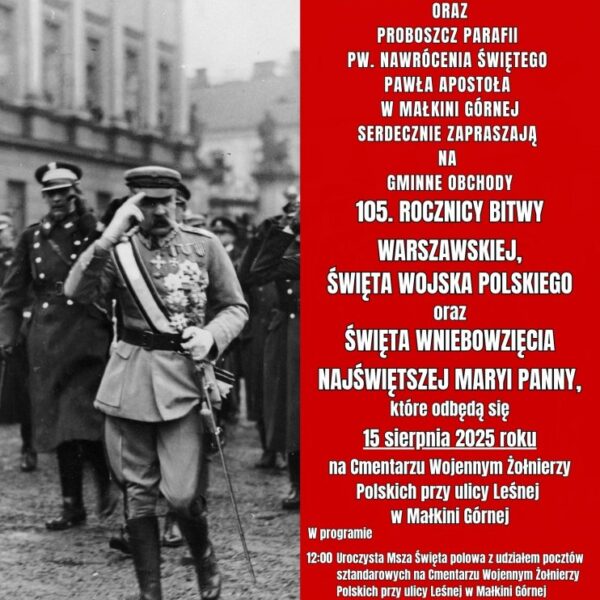 Zaproszenie na gminne obchody – 15 sierpnia
