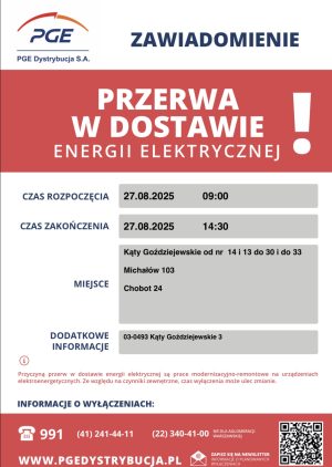 Przerwa w dostawie energii elektrycznej ‼️