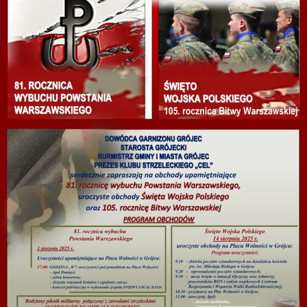 Obchody Święta Wojska Polskiego – 14 sierpnia (czwartek)