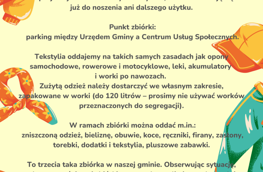 Mobilna zbiórka zniszczonej i nienadającej się do użytku odzieży i tekstyliów