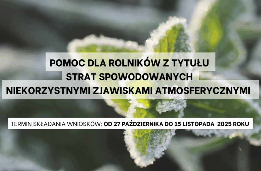 Pomoc dla rolników z tytułu strat spowodowanych wystąpieniem niekorzystnych zjawisk atmosferycznych