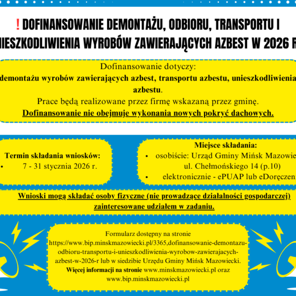 Dofinansowanie demontażu, odbioru, transportu i unieszkodliwienia wyrobów zawierających azbest w 2026 r.