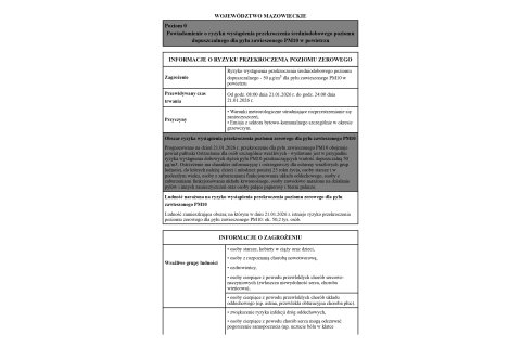 Powiadomienie o ryzyku wystąpienia przekroczenia średniodobowego poziomudopuszczalnego dla pyłu zawieszonego PM10 w powietrzu