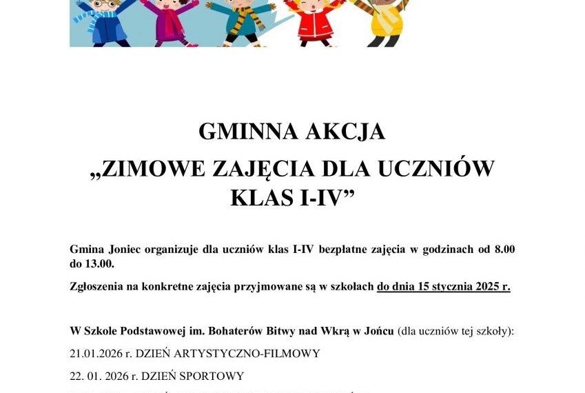 Gminna akcja „Zimowe zajęcia dla uczniów klas I-IV”
