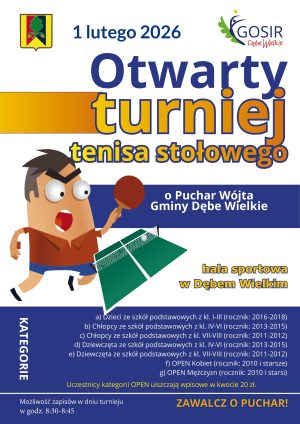 Otwarty Turniej Tenisa Stołowego o Puchar Wójta Gminy Dębe Wielkie