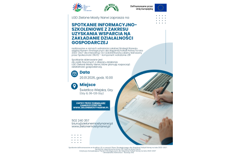 Zaproszenie na spotkanie informacyjno-szkoleniowe: wsparcie na zakładanie pozarolniczej działalności gospodarczej