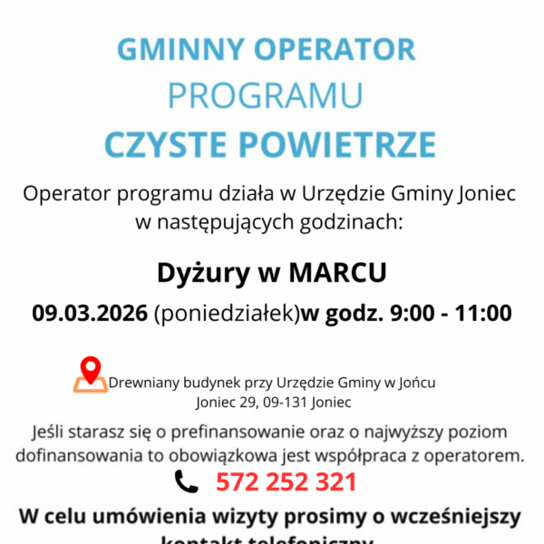 Dyżury Operatora Programu Priorytetowego Czyste Powietrze – marzec