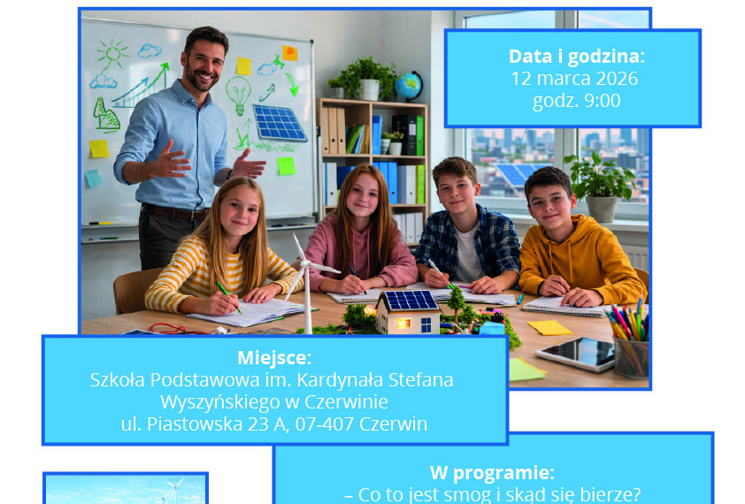 Gmina Czerwin zaprasza na warsztaty „EKOLOGICZNI PIONIERZY – Mazowsze bez smogu”!
