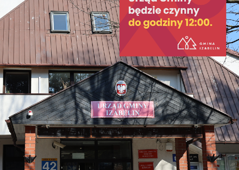 3 kwietnia Urząd Gminy czynny do godz. 12:00
