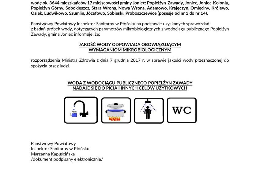 Komunikat 9/2026 z dnia 24.04.2026 r. Państwowy Powiatowy Inspektor Sanitarny w Płońsku stwierdza&hellip;