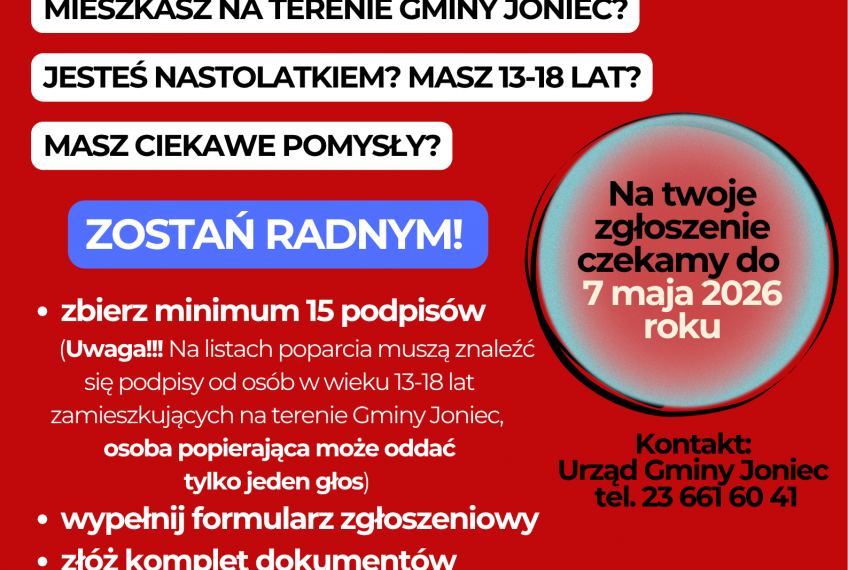 Nabór do Młodzieżowej Rady Gminy Joniec