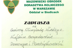 Gminna Olimpiada Wiedzy o Wiejskim Gospodarstwie Domowym i Przedsiębiorczości
