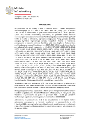 Obwieszczenie Ministra Infrastruktury