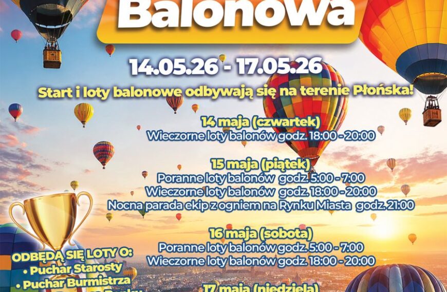 Zaproszenie na wydarzenie „Pierwsza Płońska Fiesta Balonowa”