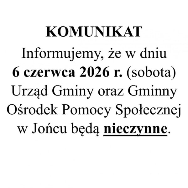 Sobota niepracująca 06.06.2026 r.