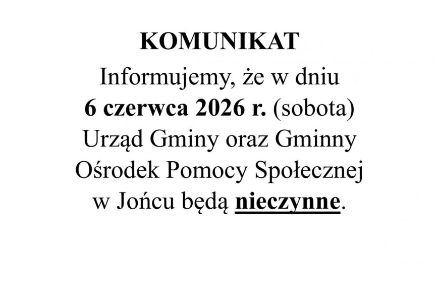Sobota niepracująca 06.06.2026 r.